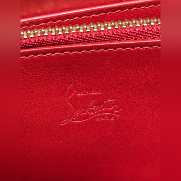 COA Christian Louboutin‎ Long  Leather Wallet. Black W/ Gold Studs EUC - Picture 10 of 11